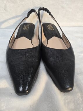 Franco Sarto Black Leather Slingback Flats